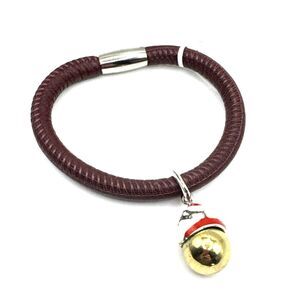 Brighton Woodstock Red Brown Leather Bracelet 7.5 Inches NWT + Christmas Santa